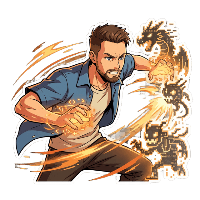 Anime character in action pose casting code spells — the coding interview