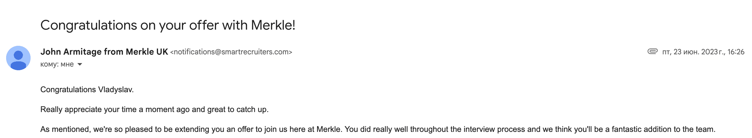Congratulations on your offer with Merkle